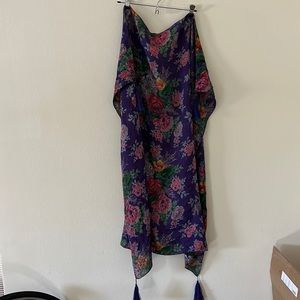 April Cornell square rayon scarf with tassels.